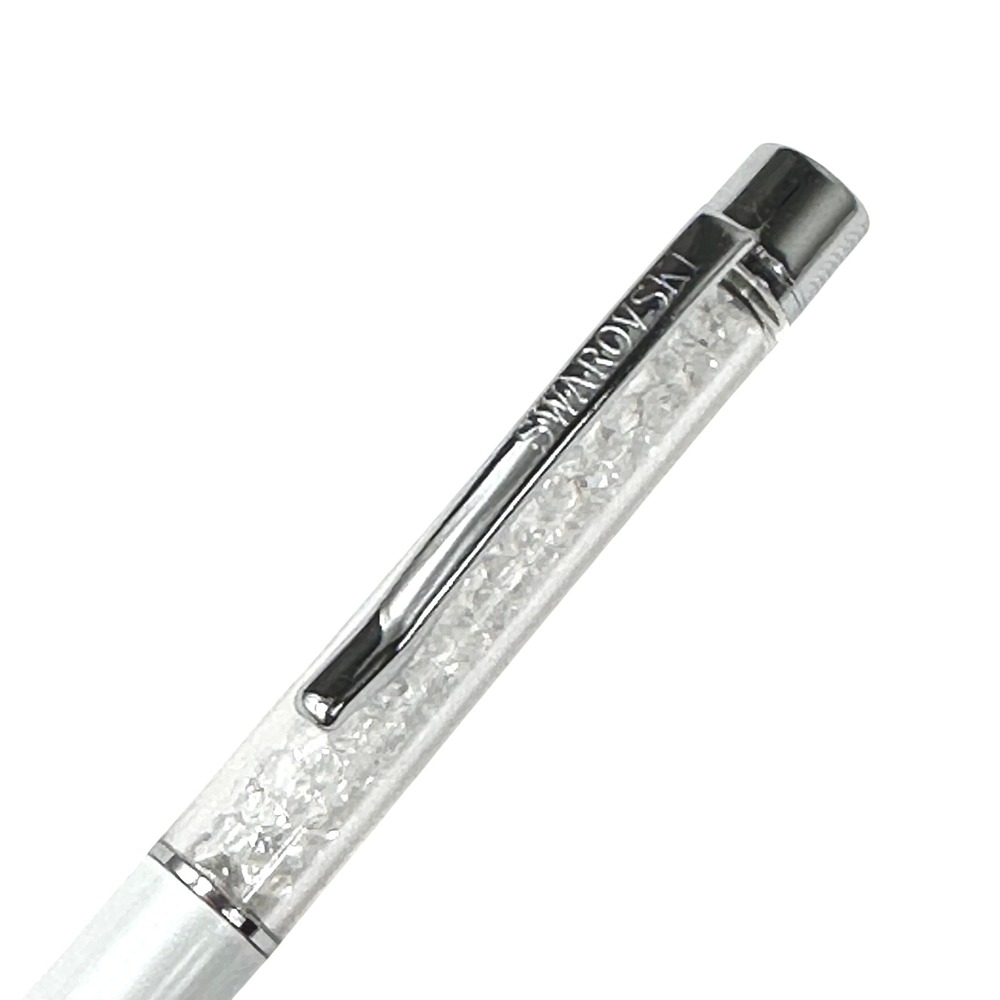 Swarovski Crystalline White Pen Silver Tone Accents Logo Refillable Gift Writes! - Picture 5 of 8